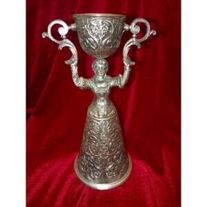 Vintage Silver Plated Cup Wedding Goblet Toasting Woman